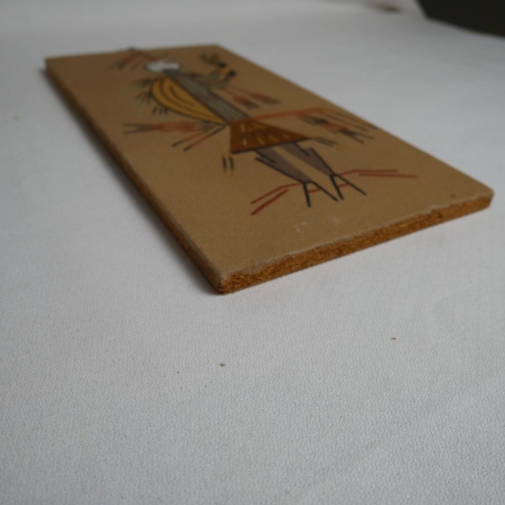 Vintage Navajo "Hunchback Medicine Man" Sand Art w/ Tribal Figure Design 12"x6" - Picture 6 of 10